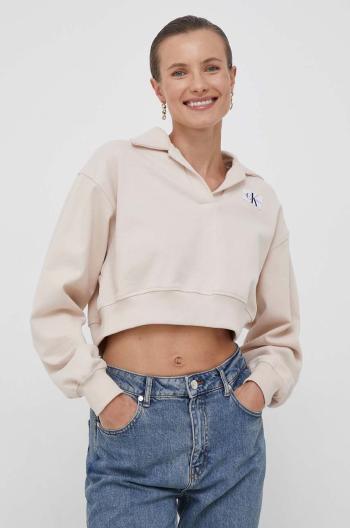 Mikina Calvin Klein Jeans dámská, béžová barva, hladká