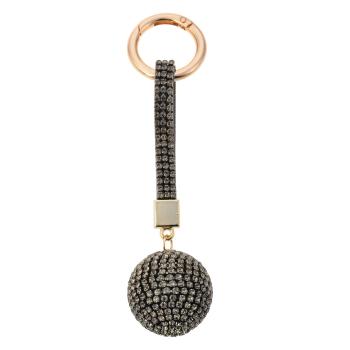 Černo - zlatá klíčenka koule s kamínky Venni - Ø 3,5*14,5cm MLKCH0325Z