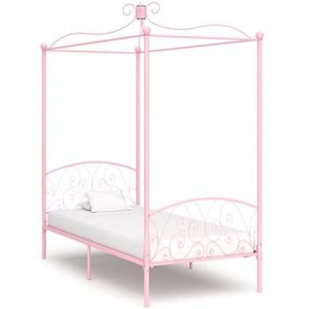 Rám postele s nebesy růžový kovový 100x200 cm (284487)
