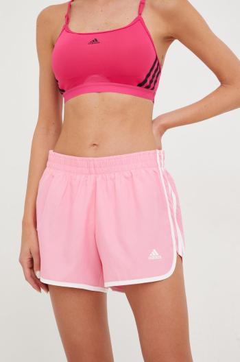 Běžecké šortky adidas Performance Marathon 20 růžová barva, s aplikací, medium waist