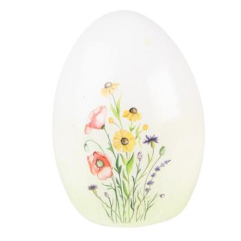 Dekorace keramické vajíčko s lučními květy - 10*10*14 cm 6TE0466