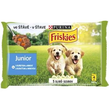 Friskies Junior s kuřetem a mrkví ve šťávě 4 x 100 g (7613035343603)