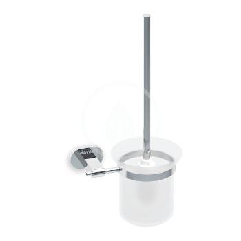 RAVAK Chrome Držák s nádobkou a WC štětkou, chrom/sklo X07P196