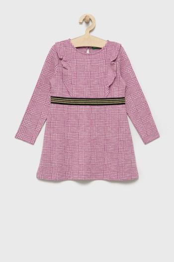 Dívčí šaty United Colors of Benetton růžová barva, midi