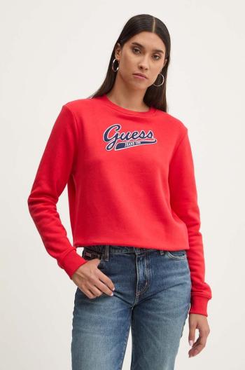 Mikina Guess Jeans dámská, červená barva, s aplikací, W4YQ11 KC811