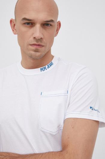 Bavlněné tričko Pepe Jeans Arav bílá barva, hladké