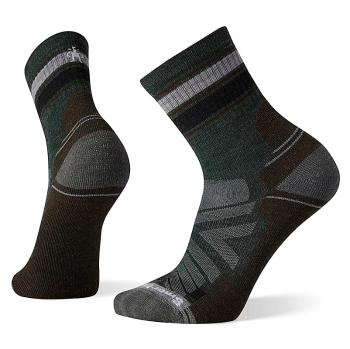 Smartwool PERFORMANCE HIKE LIGHT CUSHION STRIPED MID CREW dark sage Velikost: L ponožky