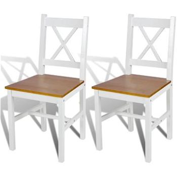 Jídelní židle 2 ks bílé borové dřevo (241512)