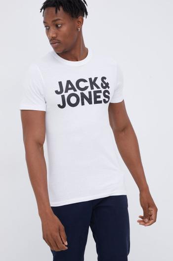 Bavlněné tričko Jack & Jones bílá barva, s potiskem