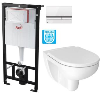 ALCADRAIN Sádromodul předstěnový instalační systém s bílým/ chrom tlačítkem M1720-1 + WC JIKA LYRA PLUS RIMLESS + SEDÁTKO DURAPLAST AM101/1120 M1720-1 LY1