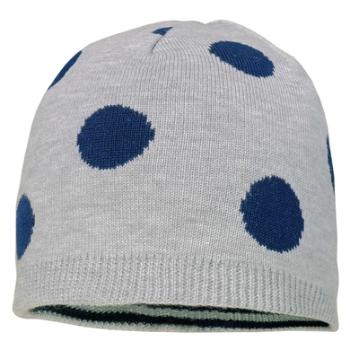 maximo Girls Reversible Beanie Dots light grey-elange-dark. marine