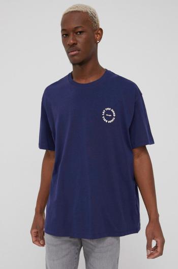 Bavlněné tričko Wrangler tmavomodrá barva, s potiskem
