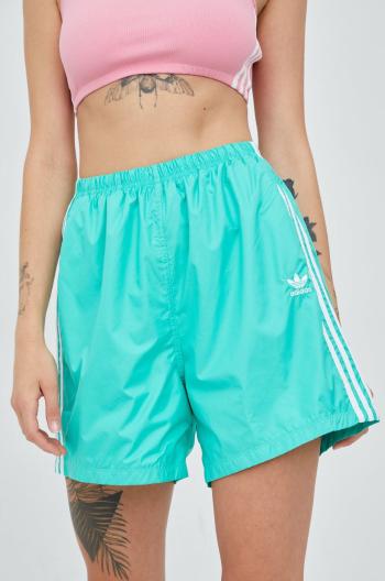 Kraťasy adidas Originals Adicolor HC1916 dámské, zelená barva, s aplikací, high waist