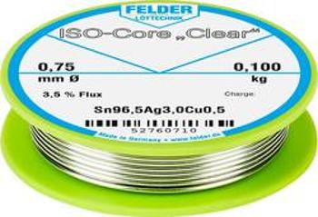 Pájecí cín Felder Löttechnik ISO-Core "Clear" SAC305, cívka, 0.100 kg, 0.75 mm