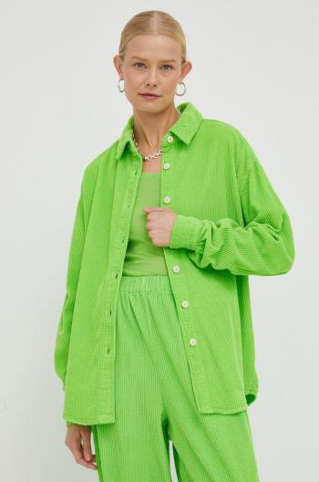 Bavlněné tričko American Vintage zelená barva, relaxed, s klasickým límcem