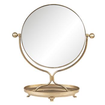 Stolní vintage zrcadlo ve zlatém rámu s podstavcem - 36*15*43 cm 62S168