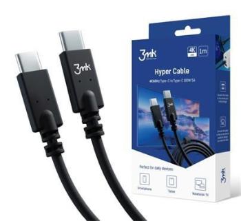 3mk datový kabel Hyper USB-C -> USB-C (PD), 100W 5A, 4K 60H, 1 m, černá