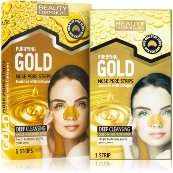 Beauty Formulas Gold čisticí náplast na zanešené póry na nose s kolagenem 6 ks