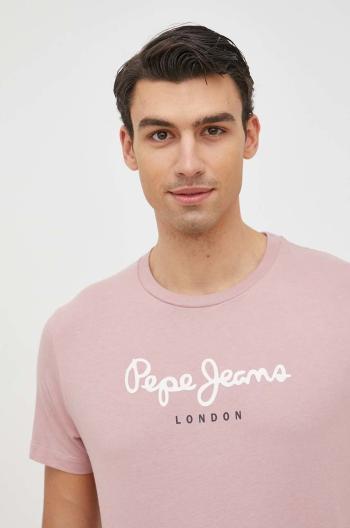 Bavlněné tričko Pepe Jeans Eggo růžová barva, s potiskem