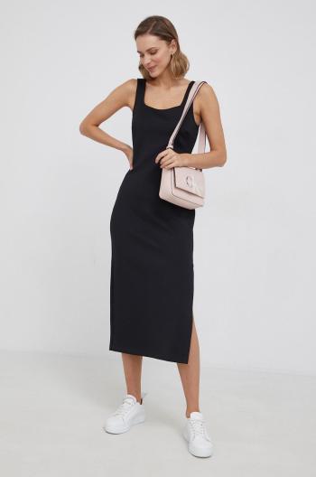 Šaty Calvin Klein černá barva, midi, jednoduché