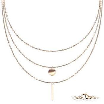 Šperky4U Trojitý zlacený ocelový náhrdelník s přívěsky - OPD0228-RD