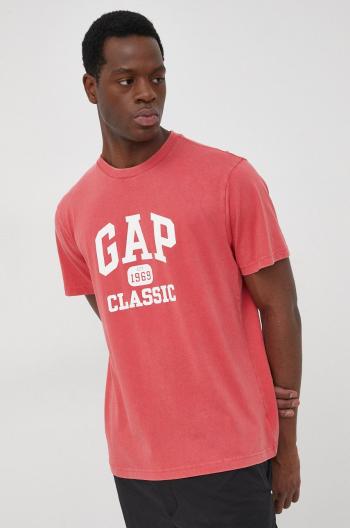 Bavlněné tričko GAP červená barva, s potiskem