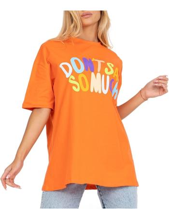 Oranžové dámské oversize tričko s nápisem vel. ONE SIZE