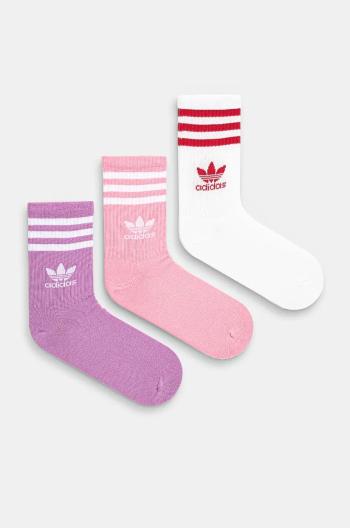 Ponožky adidas Originals 3-pack dámské, růžová barva, IX7510