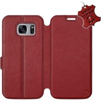 Flip pouzdro na mobil Samsung Galaxy S7 Edge - Tmavě červené - kožené -   Dark Red Leather (5903226518012)