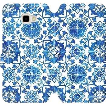 Flipové pouzdro na mobil Samsung Galaxy J4 Plus 2018 - ME05P Modré dlaždice s květy (5903226504053)