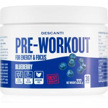 Descanti Pre Workout podpora sportovního výkonu příchuť Blueberry 222 g