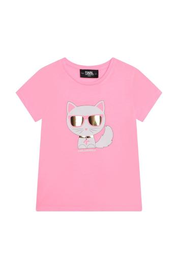 Dětské tričko Karl Lagerfeld růžová barva