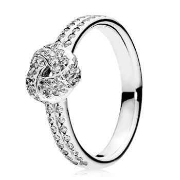Pandora Třpytivý stříbrný prsten s uzlíkem 190997CZ 50 mm