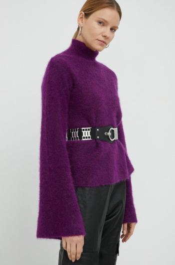 Vlněný svetr Gestuz Manda dámský, fialová barva, lehký, s golfem