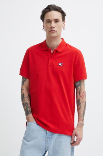 Bavlněné polo tričko Tommy Jeans červená barva, DM0DM18314