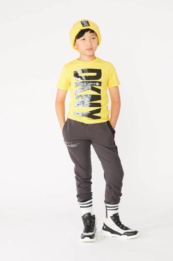 Dětské tričko Dkny žlutá barva, s potiskem