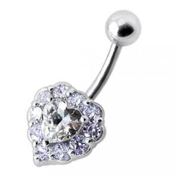 Šperky4U Stříbrný piercing do pupíku - srdce - BP01033-TZ