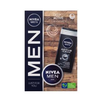 Nivea Men Active Clean dárková kazeta sprchový gel Men Active Clean 250 ml + univerzální krém Men Creme 75 ml pro muže