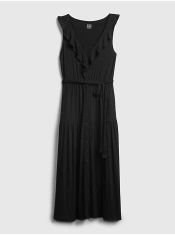 Černé dámské šaty sleeveless ruffle maxi dress