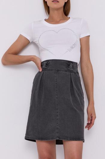 Džínová sukně Love Moschino šedá barva, mini, jednoduchá