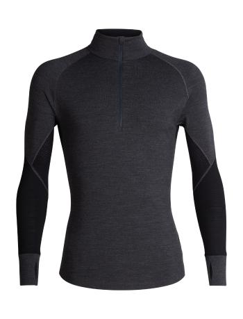 pánské merino triko dlouhý rukáv, 1/2 zip ICEBREAKER Mens 260 Zone LS Half Zip, Jet Hthr/Black velikost: L