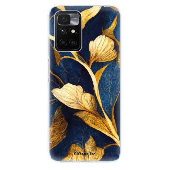 Odolné silikonové pouzdro iSaprio - Gold Leaves - Xiaomi Redmi 10