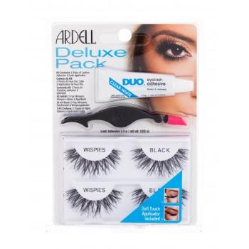 Ardell Wispies Deluxe Pack umělé řasy umělé řasy Wispies 2 páry + lepidlo na řasy Duo 2,5 g + aplikátor 1 ks pro ženy Black