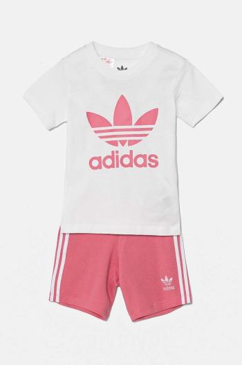 Dětská bavlněná souprava adidas Originals SHORT TEE SET růžová barva, JE0523