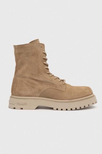 Semišové boty Tommy Jeans TJM CASUAL BOOT SUEDE pánské, béžová barva, EM0EM01336