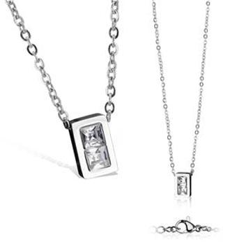 Šperky4U Dámský ocelový náhrdelník s obdélníkovým přívěškem - OPD0087-ST