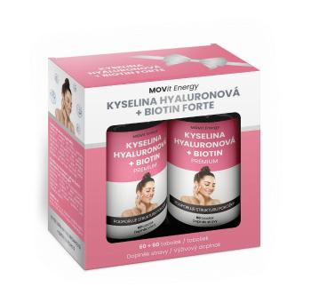 MOVit Energy Beauty Kyselina hyaluronová + Biotin FORTE dárkový balíček 60+60 tobolek