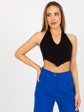 ČERNÝ ŽEBROVANÝ CROP TOP RV-TP-8012.18-BLACK Velikost: M