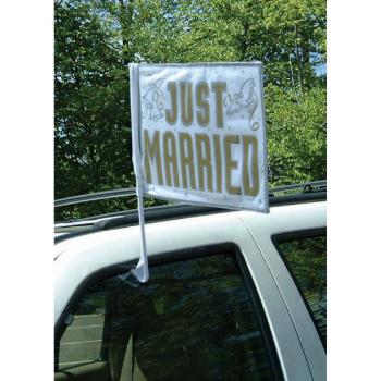 Svatební vlajka na auto Just Married