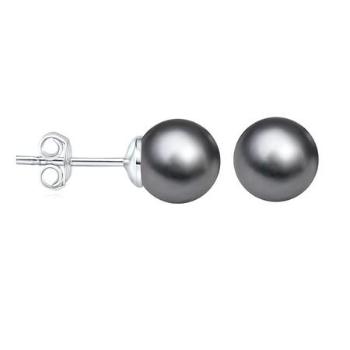 Silvego SILVEGO stříbrné náušnice pecky s černou perlou Swarovski Crystals LPS1298B